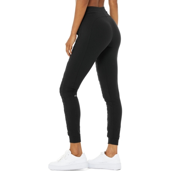 Waist Quilted Moto Puffer Pants 